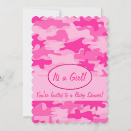 Pinkfarbene rosa Camouflage-Tarnungs-Baby-Dusche Einladung