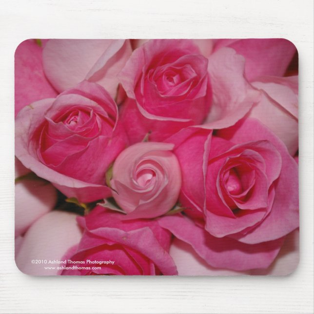 Pinkfarbene Rosen-Mausunterlage Mousepad (Vorne)