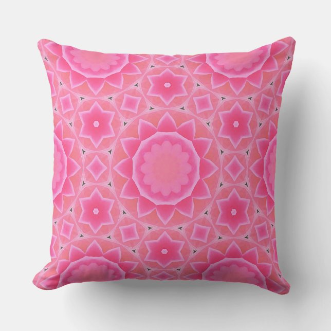 Pinkfarbene Sonne und Sterne Mädchen-Mosaikmuster Kissen (Vorderseite)