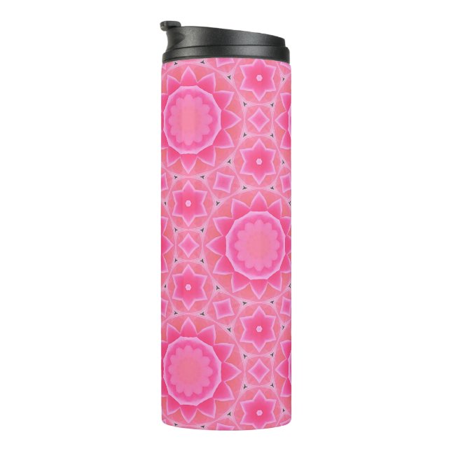 Pinkfarbene Sonne und Sterne Mädchen-Mosaikmuster Thermosbecher (Nach rechts gedreht)