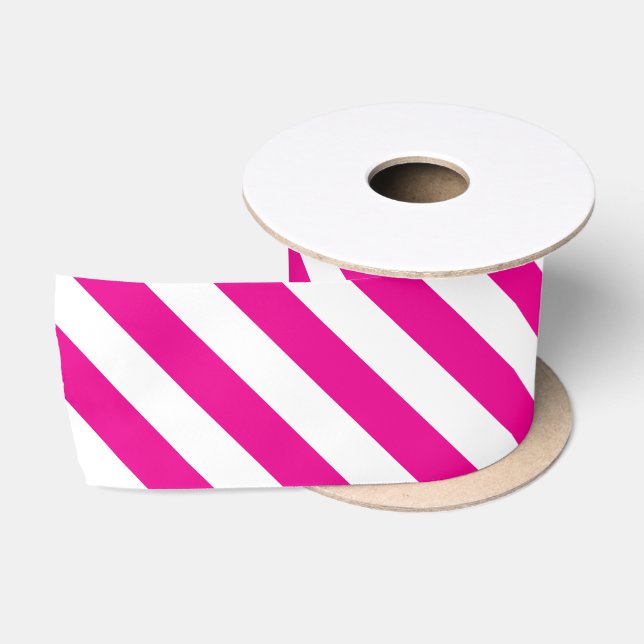 Pinkfarbene Streifen Satinband (Spule)