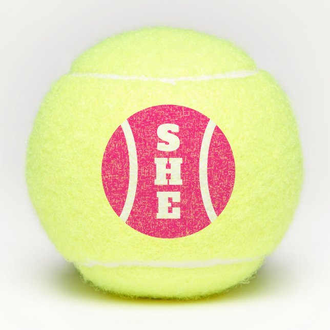 Pinkfarbene Tennisbälle aus Monogramm, Geschenk fü (Vorderseite)