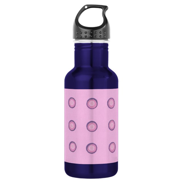 Pinkfarbene und Lila Polka-Punkte auf Trinkflasche (Vorderseite)