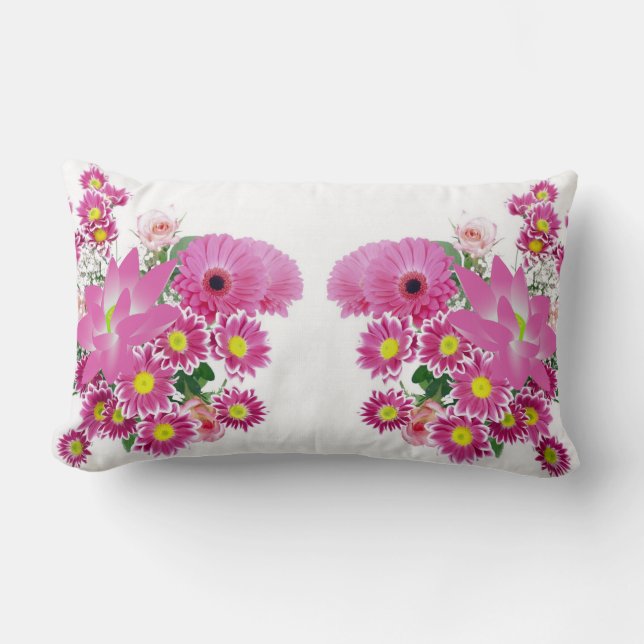 Pinkfarbene violette Blumen, gemütliches Kissen (Vorderseite)