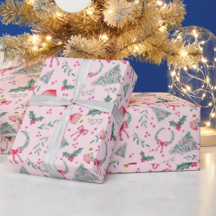 Pinkfarbene Weihnachten Geschenkpapier