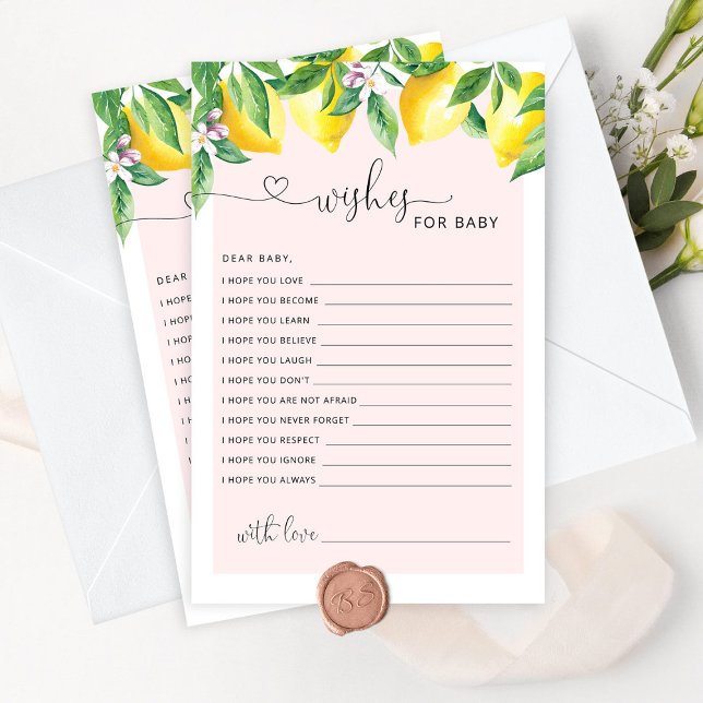 Pinkfarbene Zitronenwünsche für die Babykarte (Von Creator hochgeladen)