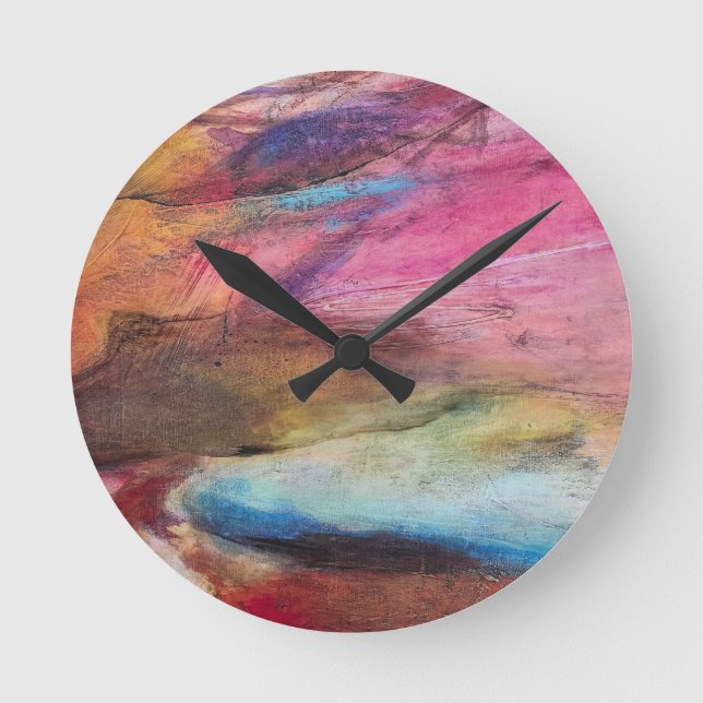 Pinkfarbener Ausdruck Runde Wanduhr (Vorderseite)