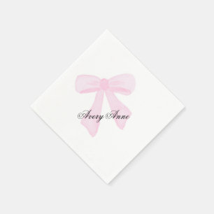 Pinkfarbener Bogen für Babydusche Serviette