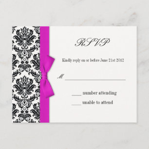 Pinkfarbener Bow mit Damaskus-Hochzeitungs-UAWG RSVP Karte
