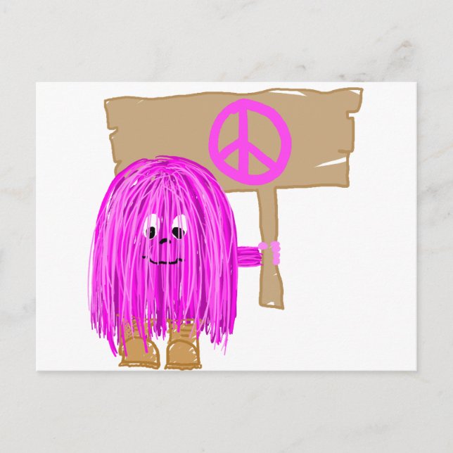 Pinkfarbener Frieden Postkarte (Vorderseite)