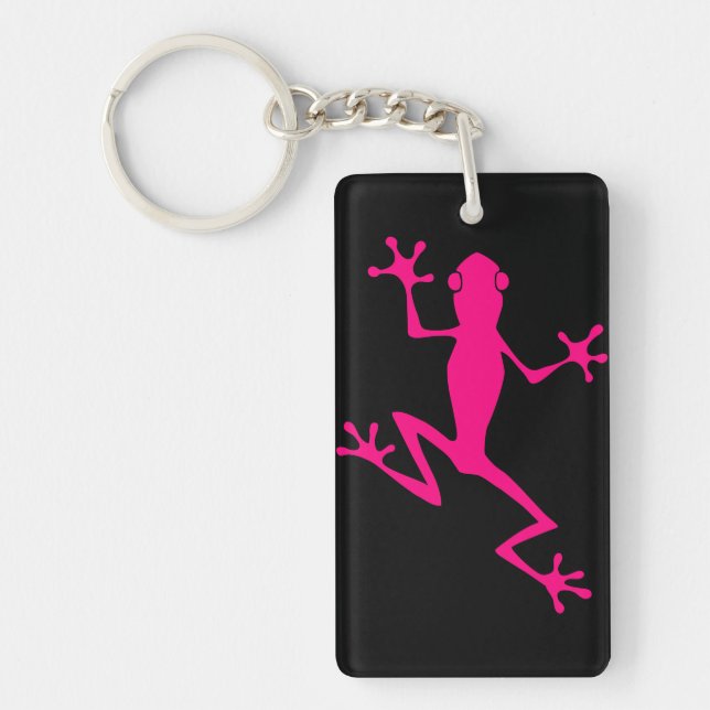 Pinkfarbener Frosch Schlüsselanhänger (Vorderseite)