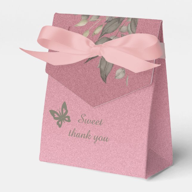 pinkfarbener Glitzer & Grüne Hochzeit Geschenkschachtel (Vorderseite)