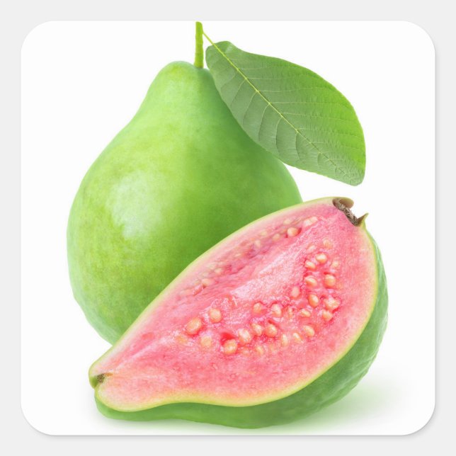 Pinkfarbener Guava Quadratischer Aufkleber (Vorderseite)