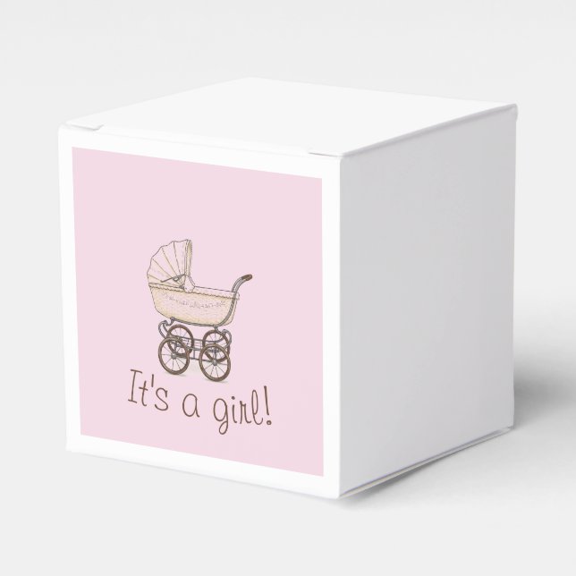 Pinkfarbener Kinderwagen Geschenkschachtel (Vorderseite)