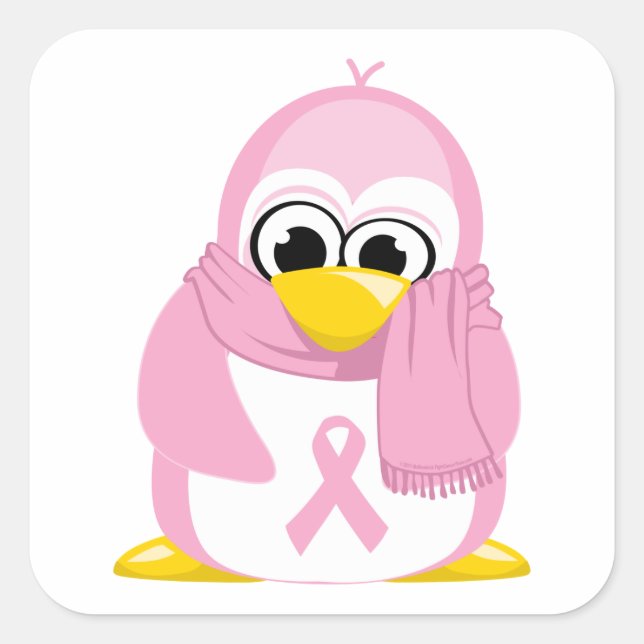 Pinkfarbener Pinguin Quadratischer Aufkleber (Vorderseite)