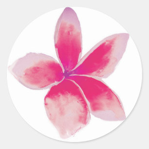 Pinkfarbener Plumeria-Aufkleber Runder Aufkleber
