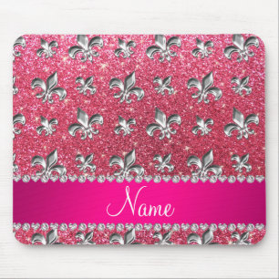 Pinkfarbener rosa Glitter der Name-Lilie Mousepad