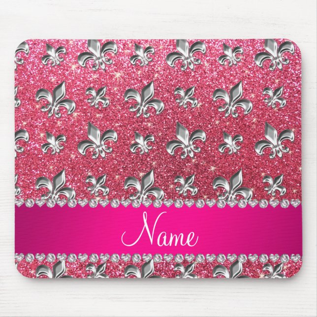 Pinkfarbener rosa Glitter der Name-Lilie Mousepad (Vorne)
