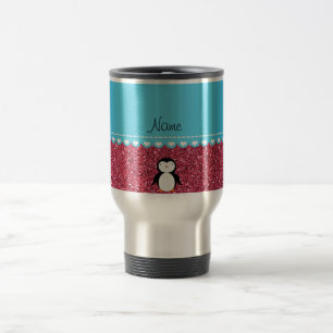 Pinkfarbener rosa Glitter des personalisierten Reisebecher