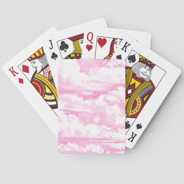 Pinkfarbener rosa glücklicher Wolken-Dekor Spielkarten (Rückseite)
