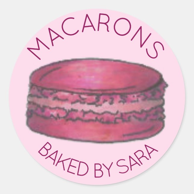 Pinkfarbenes französisches Macaron-Keks, von hausg Runder Aufkleber (Vorderseite)