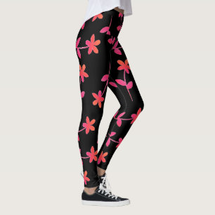 Pinkfarbenes orange schwarzes Blumen4cindy Leggings