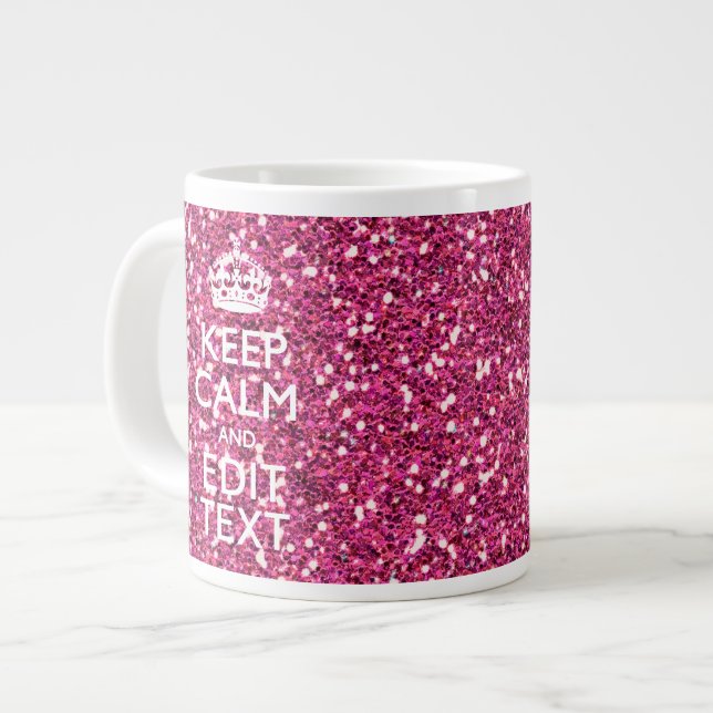 Pinkfarbenes Rosa behalten Ruhe, Ihren Text zu Jumbo-Tasse (Vorderseite Links)