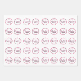 Pinkfarbenes Taufpapier mit Blume petal Geschenkpapier Set
