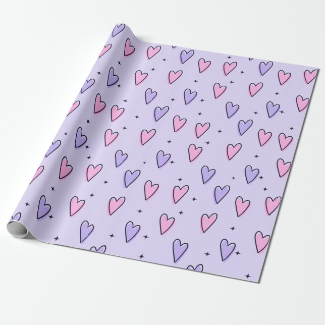 Pinkfarbenes und Lila Weißpapier Geschenkpapier (Ungerollt)