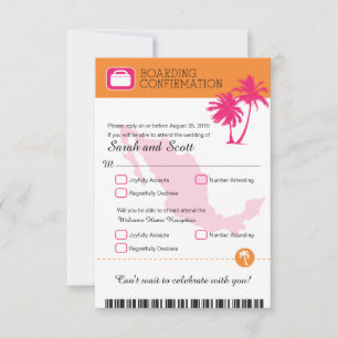 Pinkfarbenes und orange Palme-Mexiko-UAWG RSVP Karte