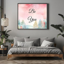 PinkFrosted Wasserfarbe Motivierend Zitat Wall Art