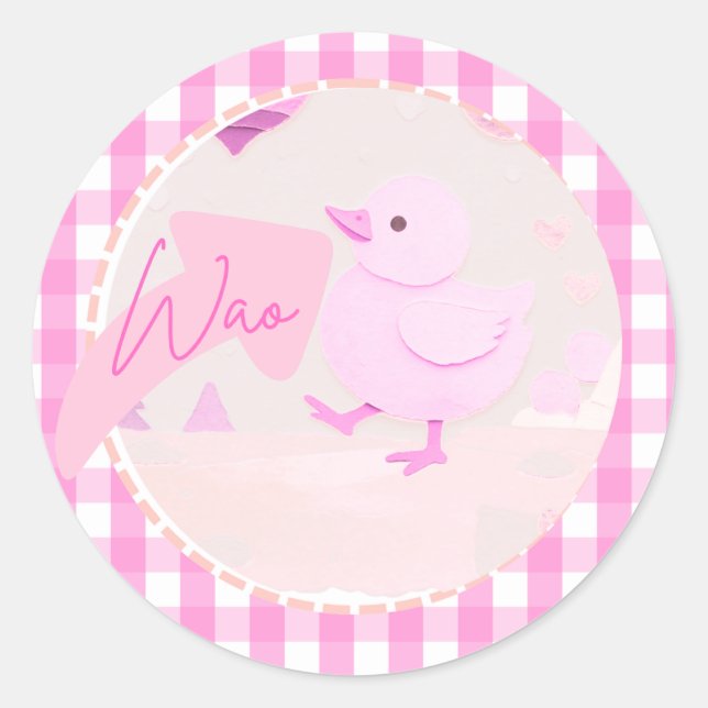 Pinki chik runder aufkleber (Vorderseite)