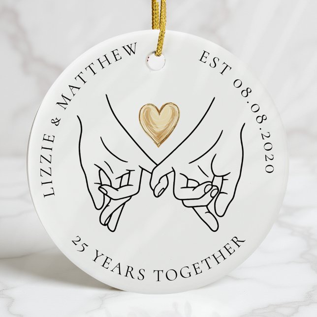 Pinkie Promise Heart Wedding Anniversary Foto Keramik Ornament (Von Creator hochgeladen)