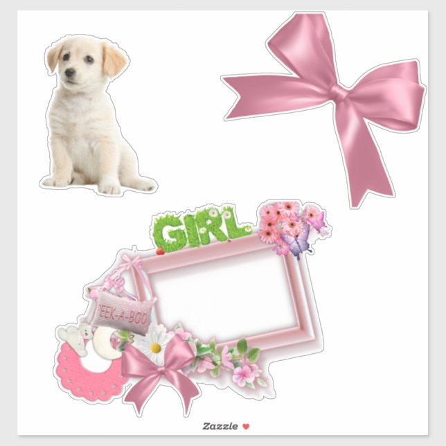 Pinkie-Rose New Baby Girl Aufkleber (Blatt)