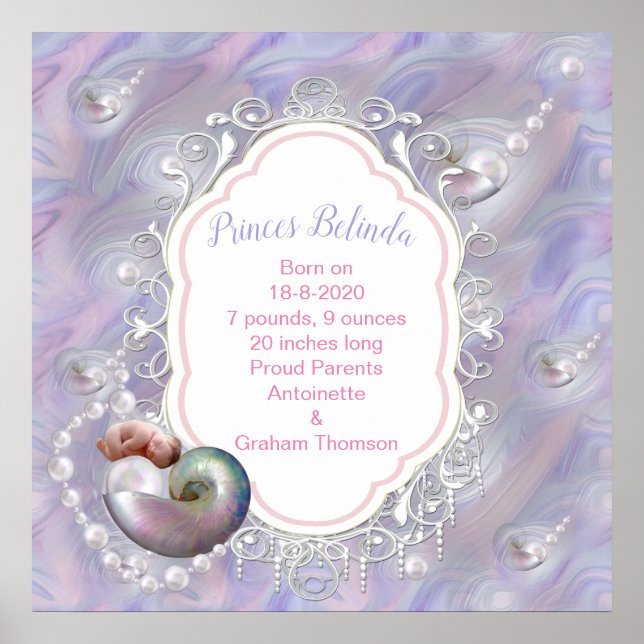 Pinkie-Rose New Baby Girl Foto Rahmen Poster (Vorne)