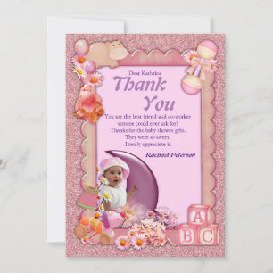 Pinkie-Rose Nouveau bébé Carte de remerciements fi