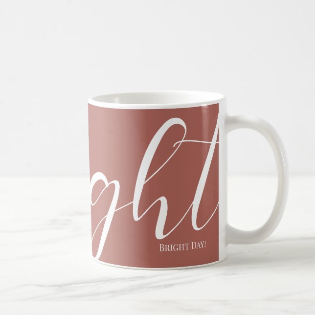 Pinkisch Brown White Typografy Tasse (Rechts)