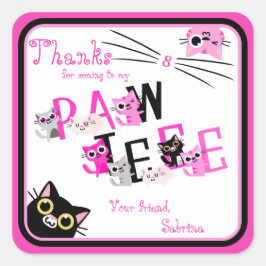 Pinkkatzen Danke Quadratischer Aufkleber