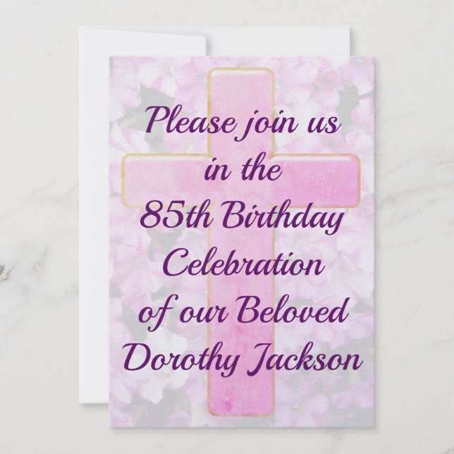 PINKKREUZ UND 85. GEBURTSTAGLICHE EINLADUNG (Vorderseite)