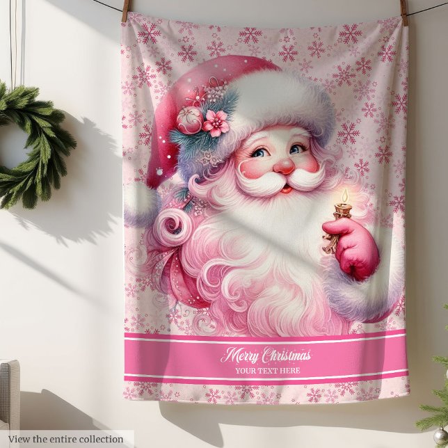 Pinkmas Personalisierter Weihnachtsmann für Mädche Sherpadecke (Pinkmas Personalized Santa Blanket for Girls Cozy)