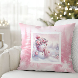 Pinkmas-Schneemann-Wald-Weihnachtskissen Geschenk Kissen