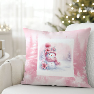 Pinkmas Schneewald-Schneemann-Kinderzimmer-Dekor Kissen