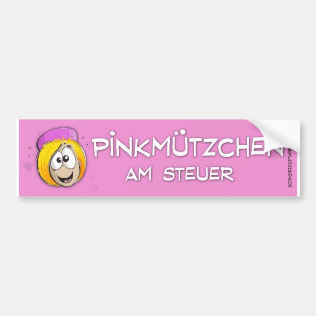 Pinkmützchen am Steuer Autoaufkleber (Vorne)