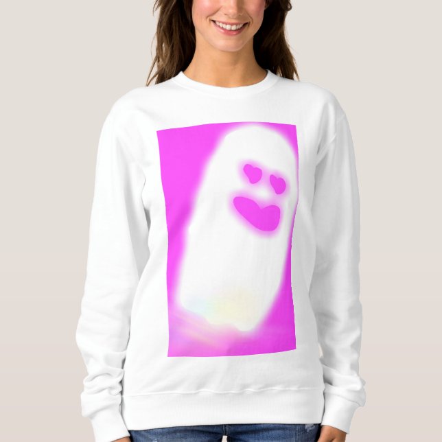 Pinkoween niedlich Ghost Sweatshirt (Vorderseite)