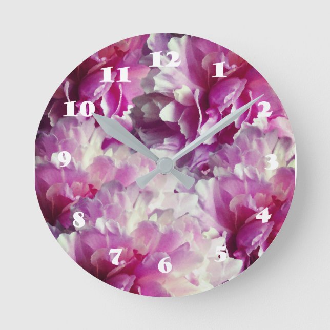PinkPeonies,Inspiring Day  Wall Clock Runde Wanduhr (Vorderseite)