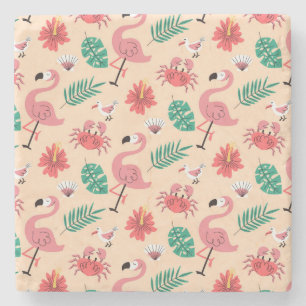 PinkPink Flamingo Sommer tropisches Muster-23123 Steinuntersetzer