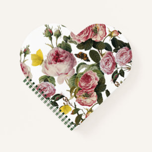 PINKROSEN UND GELBEN SCHALTFLÄDEN Weiße Blüte Notizbuch
