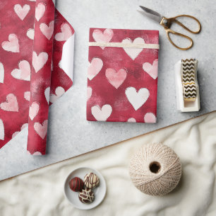 Pinkroter Herzen Geburtstag Geschenkpapier