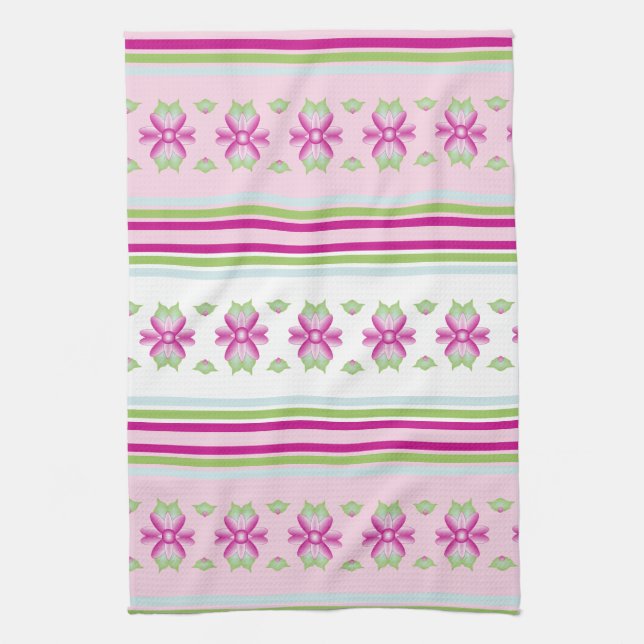 Pinks Blau und grüne Küche Geschirrtuch (Vertikal)