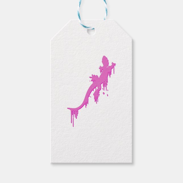 Pinksalamander mit farbenfrohen Tropfen Geschenkanhänger (Vorderseite)